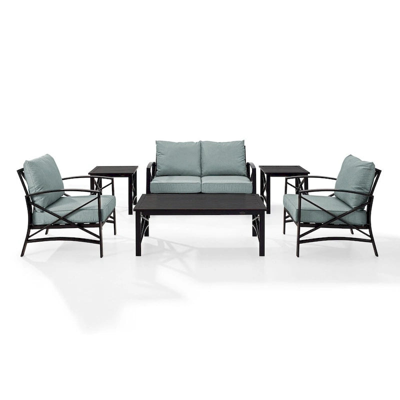 Crosley Kaplan 6 Pc Outdoor Loveseat Patio Furniture Set - 164  W x 65.5  D x 36.5  H