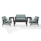 Crosley Kaplan 6 Pc Outdoor Loveseat Patio Furniture Set - 164  W x 65.5  D x 36.5  H
