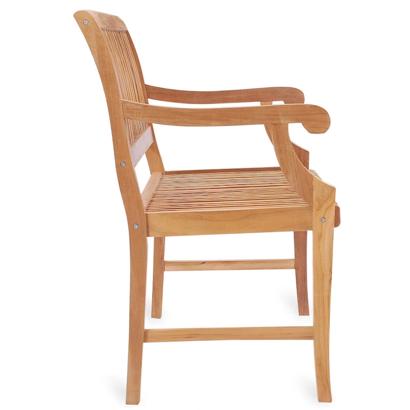 Chic Teak Castle Outdoor Teak Wood Patio & Garden Bench with Arms, 5 foot