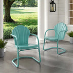 Crosley Tulip 2Pc Outdoor Metal Armchair Set - 24.5 W x 20.5 D x 32.88 H
