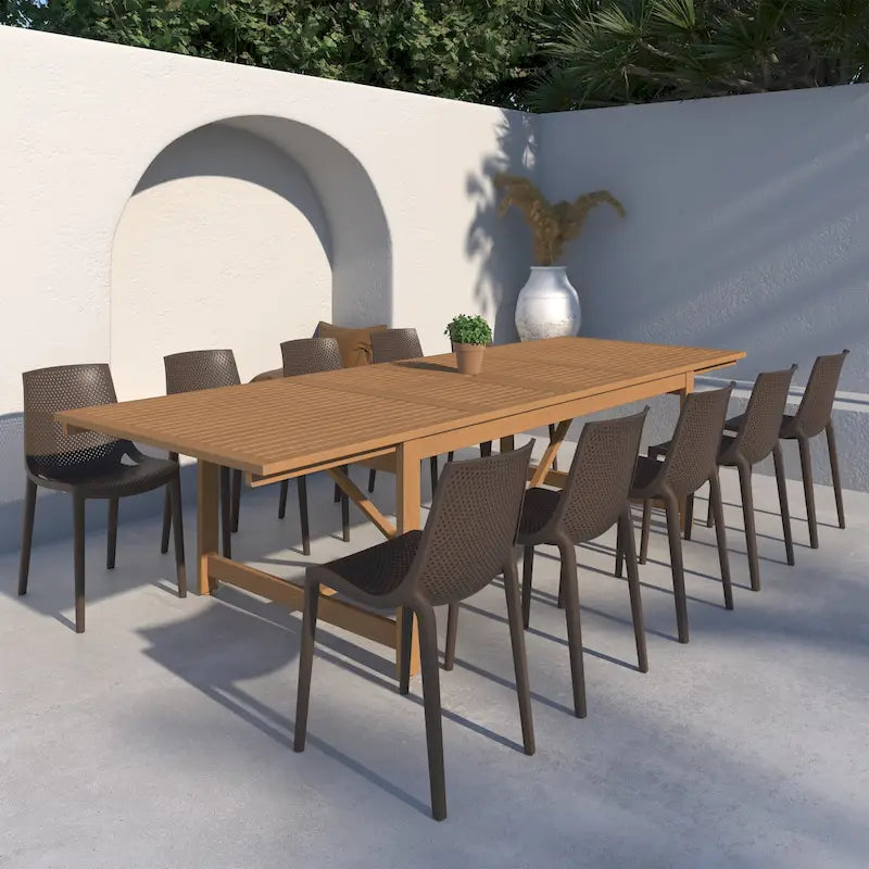 Amazonia Macker 11 Piece FSC Certified Wood Outdoor Patio Dining Set