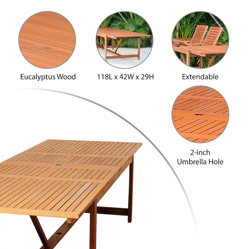 Amazonia Macker 11 Piece FSC Certified Wood Outdoor Patio Dining Set