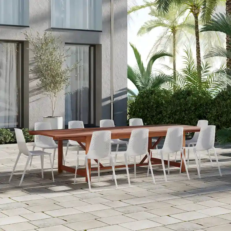 Amazonia Macker 11 Piece FSC Certified Wood Outdoor Patio Dining Set