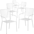 5 Pack Indoor-Outdoor Steel Patio Arm Chair with Square Back