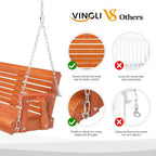 Brown Patio Porch Swing Outdoor with Cup Holder