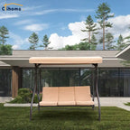 Clihome 3 Person Adjustable Canopy Porch Swing with Removable Cushions