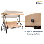 Clihome 3 Person Adjustable Canopy Porch Swing with Removable Cushions