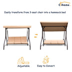 Clihome 3 Person Adjustable Canopy Porch Swing with Removable Cushions