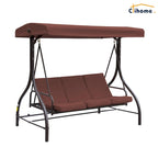 Clihome 3 Person Adjustable Canopy Porch Swing with Removable Cushions