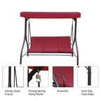 Clihome 3 Person Adjustable Canopy Porch Swing with Removable Cushions