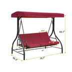 Clihome 3 Person Adjustable Canopy Porch Swing with Removable Cushions