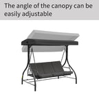 Clihome 3 Person Adjustable Canopy Porch Swing with Removable Cushions