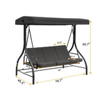 Clihome 3 Person Adjustable Canopy Porch Swing with Removable Cushions