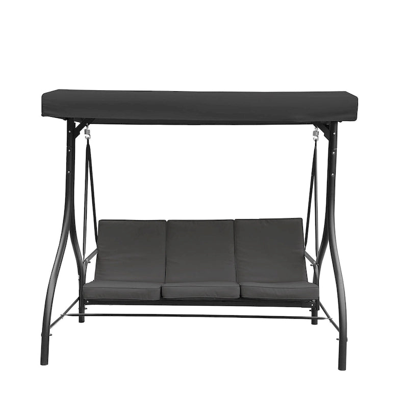 Clihome 3 Person Adjustable Canopy Porch Swing with Removable Cushions