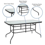7 Piece Patio Dining Set - Glass Table, 6 Flex Stack Chairs