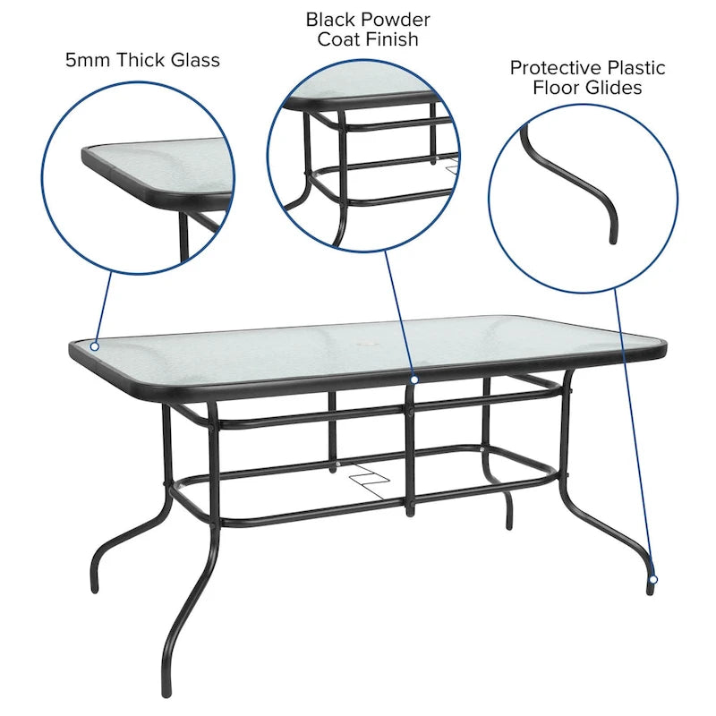 7 Piece Patio Dining Set - Glass Table, 6 Flex Stack Chairs