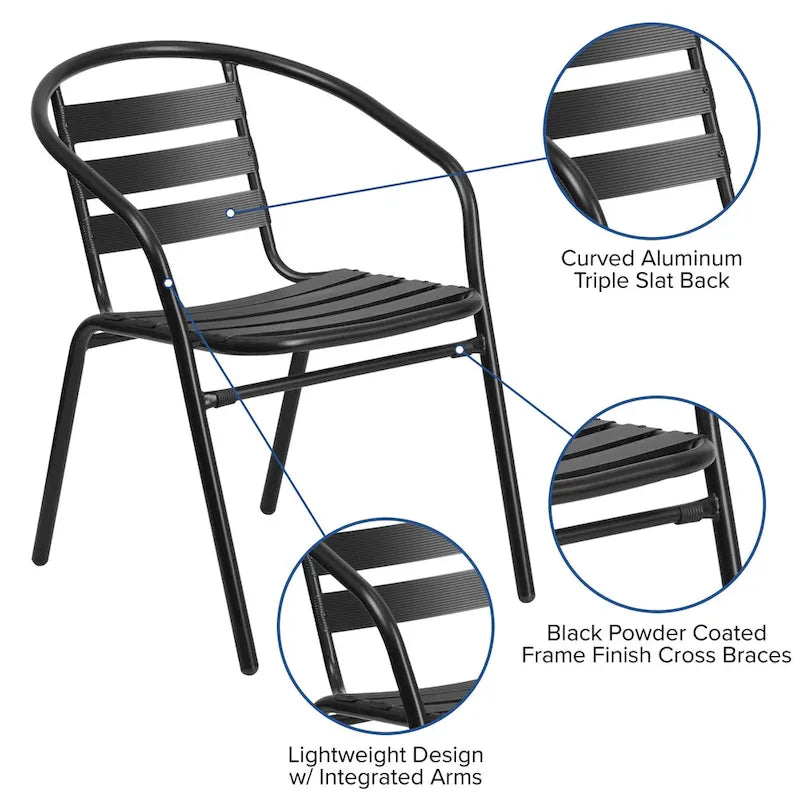 7 Piece Patio Dining Set - Glass Table, 6 Flex Stack Chairs