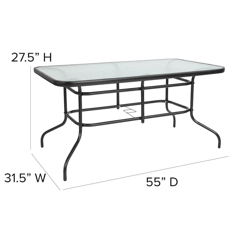 7 Piece Patio Dining Set - Glass Table, 6 Flex Stack Chairs