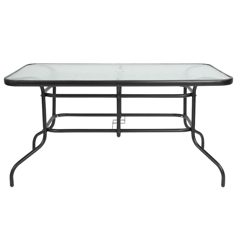 7 Piece Patio Dining Set - Glass Table, 6 Flex Stack Chairs