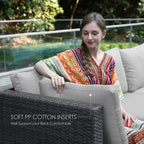 FINCATI 11 Pieces Patio Furniture Set Outdoor Sectional Sofa with Firepit Table
