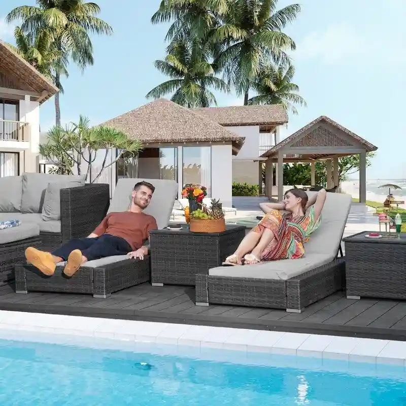 FINCATI 11 Pieces Patio Furniture Set Outdoor Sectional Sofa with Firepit Table