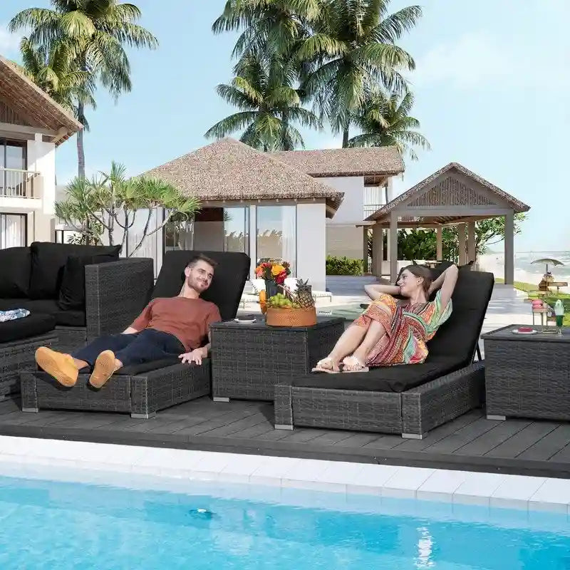 FINCATI 11 Pieces Patio Furniture Set Outdoor Sectional Sofa with Firepit Table