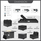 FINCATI 11 Pieces Patio Furniture Set Outdoor Sectional Sofa with Firepit Table