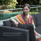 FINCATI 11 Pieces Patio Furniture Set Outdoor Sectional Sofa with Firepit Table