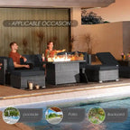 FINCATI 11 Pieces Patio Furniture Set Outdoor Sectional Sofa with Firepit Table