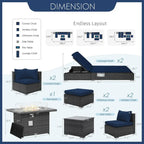 FINCATI 11 Pieces Patio Furniture Set Outdoor Sectional Sofa with Firepit Table