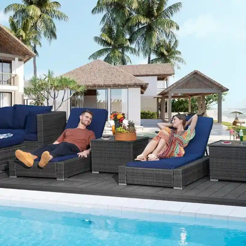 FINCATI 11 Pieces Patio Furniture Set Outdoor Sectional Sofa with Firepit Table