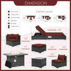FINCATI 11 Pieces Patio Furniture Set Outdoor Sectional Sofa with Firepit Table