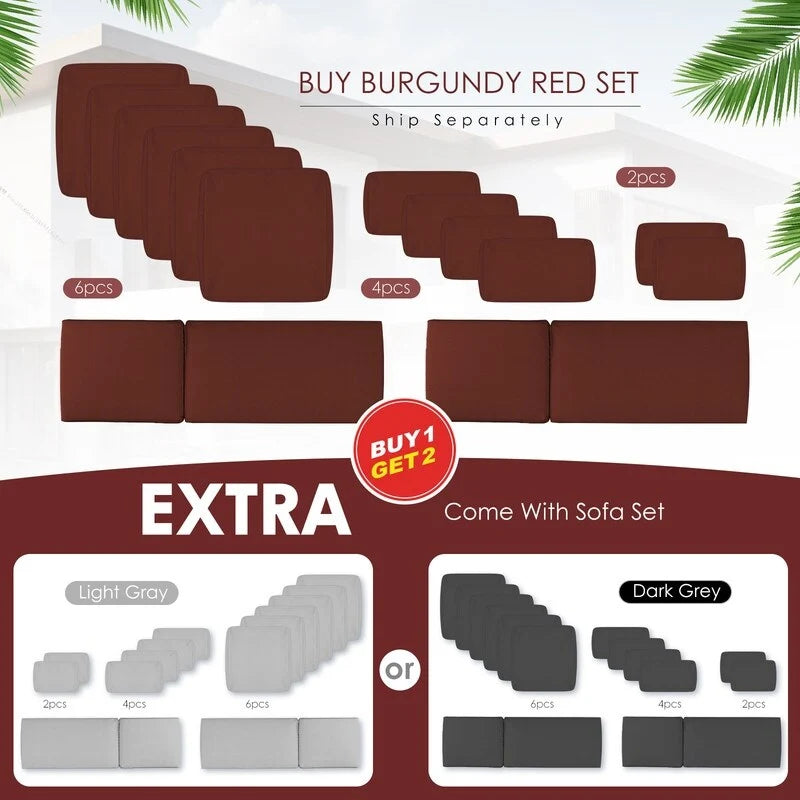 FINCATI 11 Pieces Patio Furniture Set Outdoor Sectional Sofa with Firepit Table