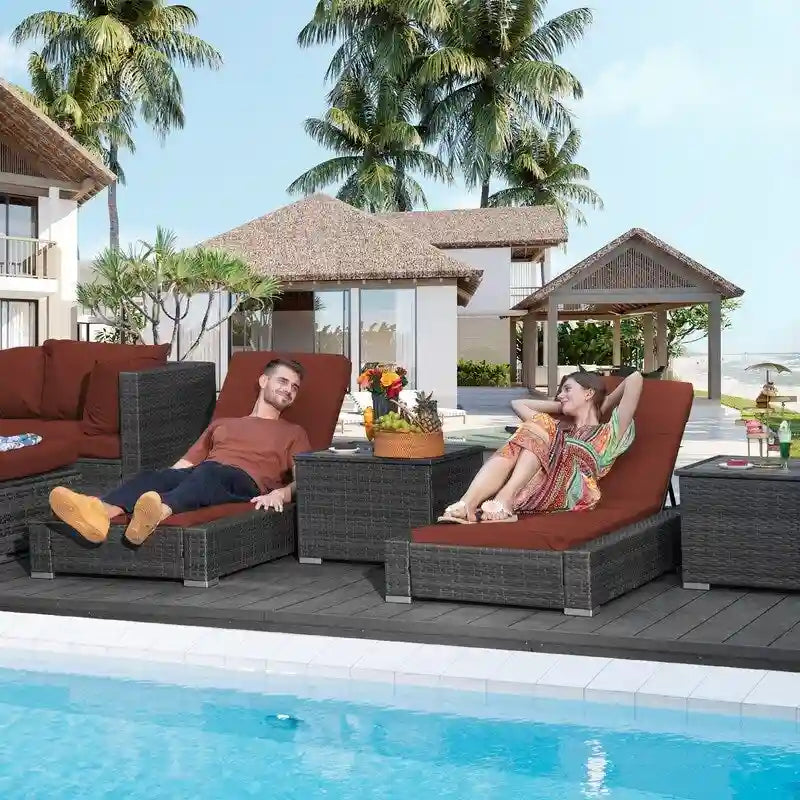 FINCATI 11 Pieces Patio Furniture Set Outdoor Sectional Sofa with Firepit Table
