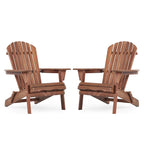 Classic Solid Wood Outdoor Patio Folding Adirondack Chair, Set of 2