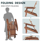 Classic Solid Wood Outdoor Patio Folding Adirondack Chair, Set of 2
