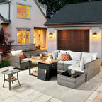 XIZZI 8-piece Outdoor Patio Furniture Sectional Set with Fire Pit Table