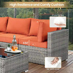 XIZZI 8-piece Outdoor Patio Furniture Sectional Set with Fire Pit Table