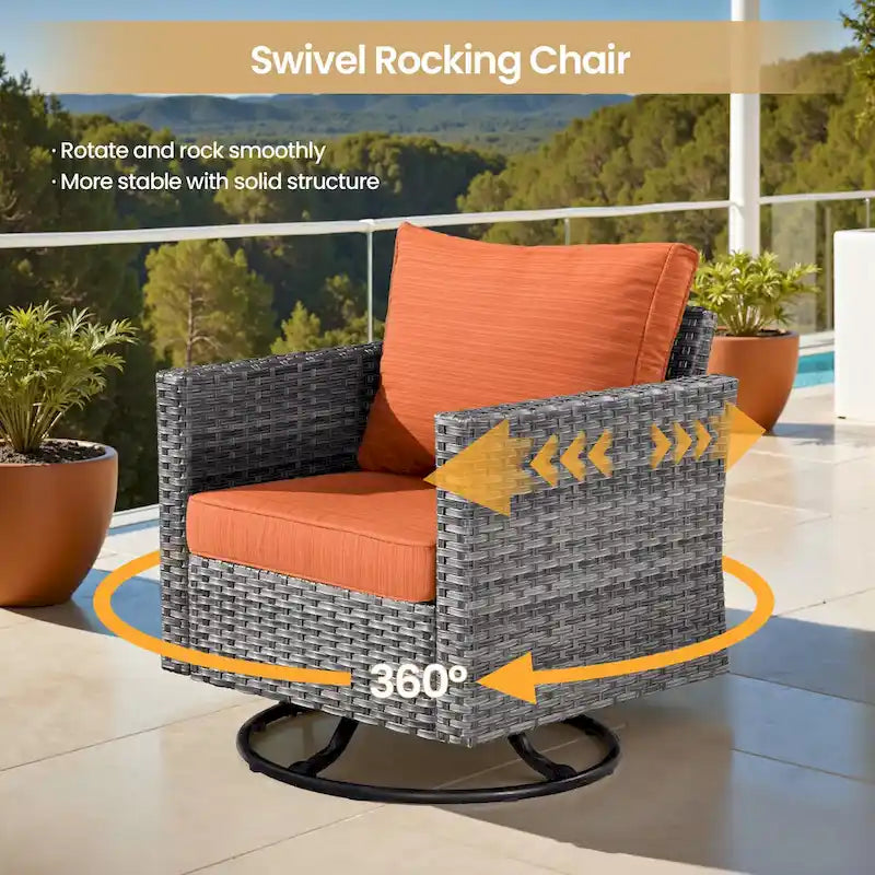 XIZZI 8-piece Outdoor Patio Furniture Sectional Set with Fire Pit Table