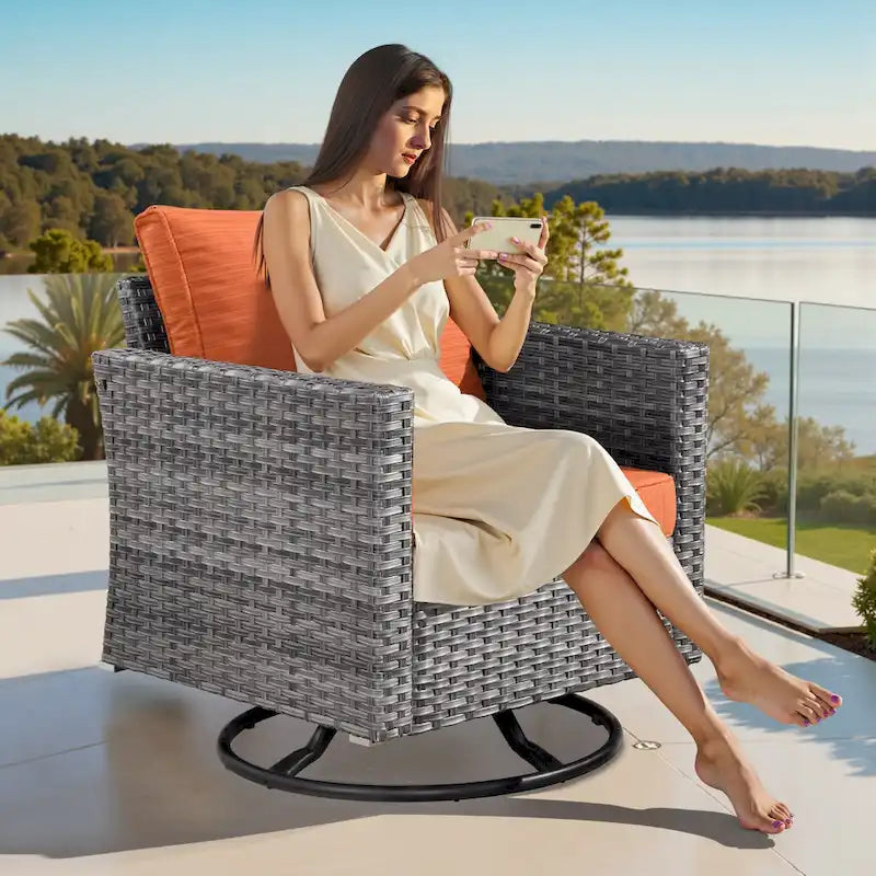 XIZZI 8-piece Outdoor Patio Furniture Sectional Set with Fire Pit Table