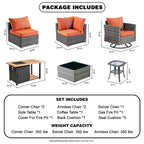 XIZZI 8-piece Outdoor Patio Furniture Sectional Set with Fire Pit Table