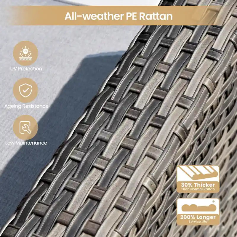 XIZZI 8-piece Outdoor Patio Furniture Sectional Set with Fire Pit Table