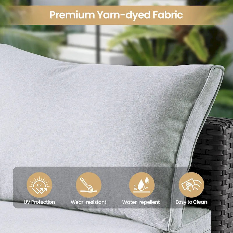 XIZZI 8-piece Outdoor Patio Furniture Sectional Set with Fire Pit Table