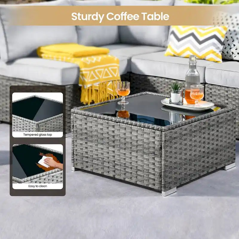 XIZZI 8-piece Outdoor Patio Furniture Sectional Set with Fire Pit Table