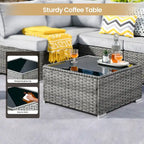 XIZZI 8-piece Outdoor Patio Furniture Sectional Set with Fire Pit Table