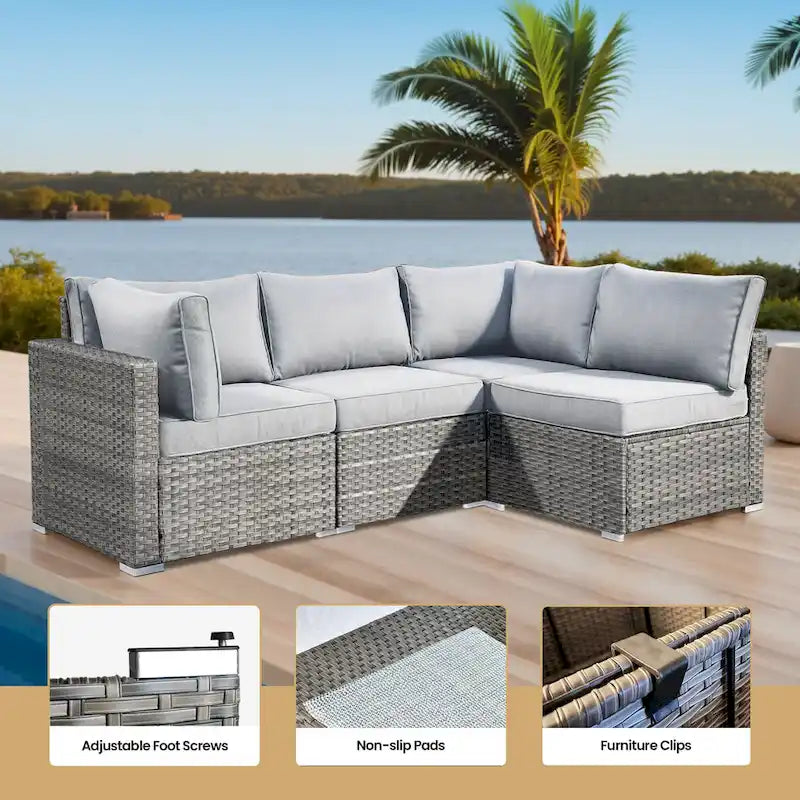 XIZZI 8-piece Outdoor Patio Furniture Sectional Set with Fire Pit Table