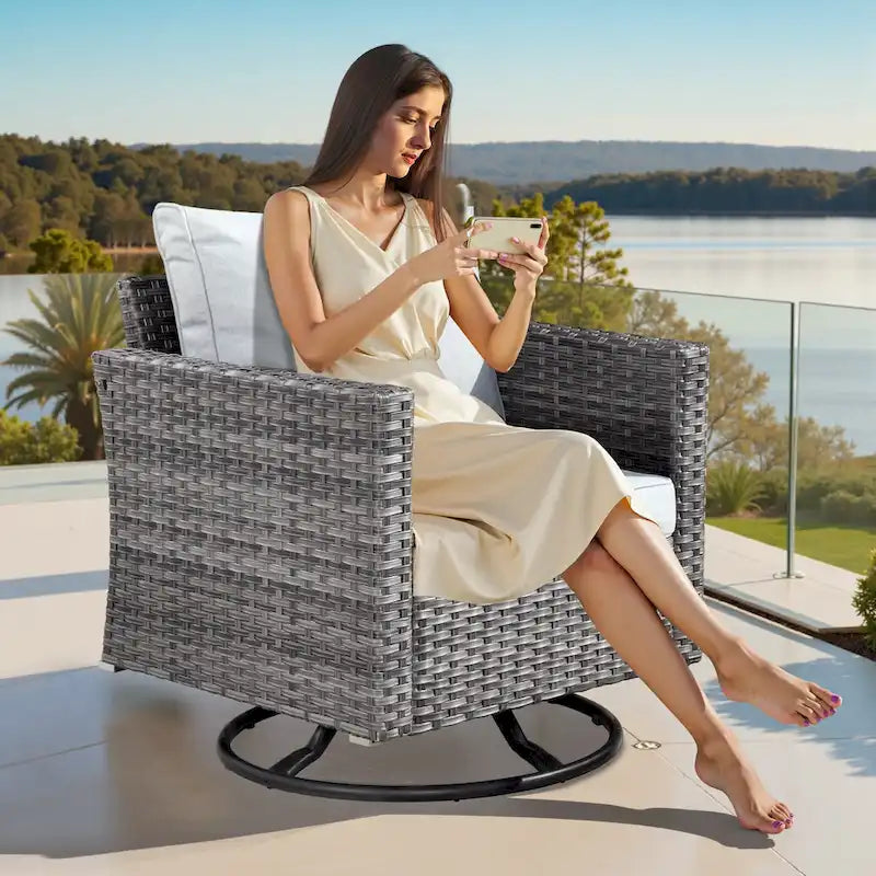 XIZZI 8-piece Outdoor Patio Furniture Sectional Set with Fire Pit Table