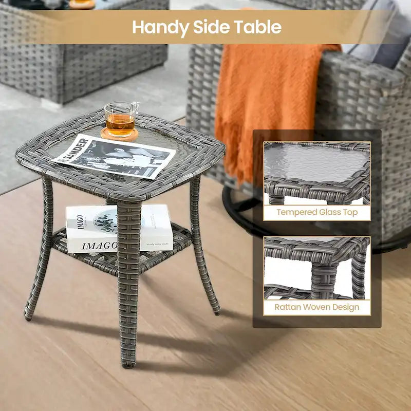 XIZZI 8-piece Outdoor Patio Furniture Sectional Set with Fire Pit Table