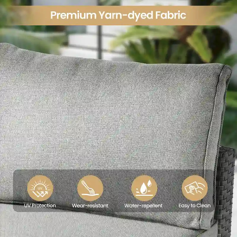 XIZZI 8-piece Outdoor Patio Furniture Sectional Set with Fire Pit Table