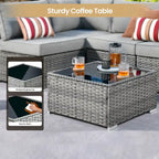 XIZZI 8-piece Outdoor Patio Furniture Sectional Set with Fire Pit Table